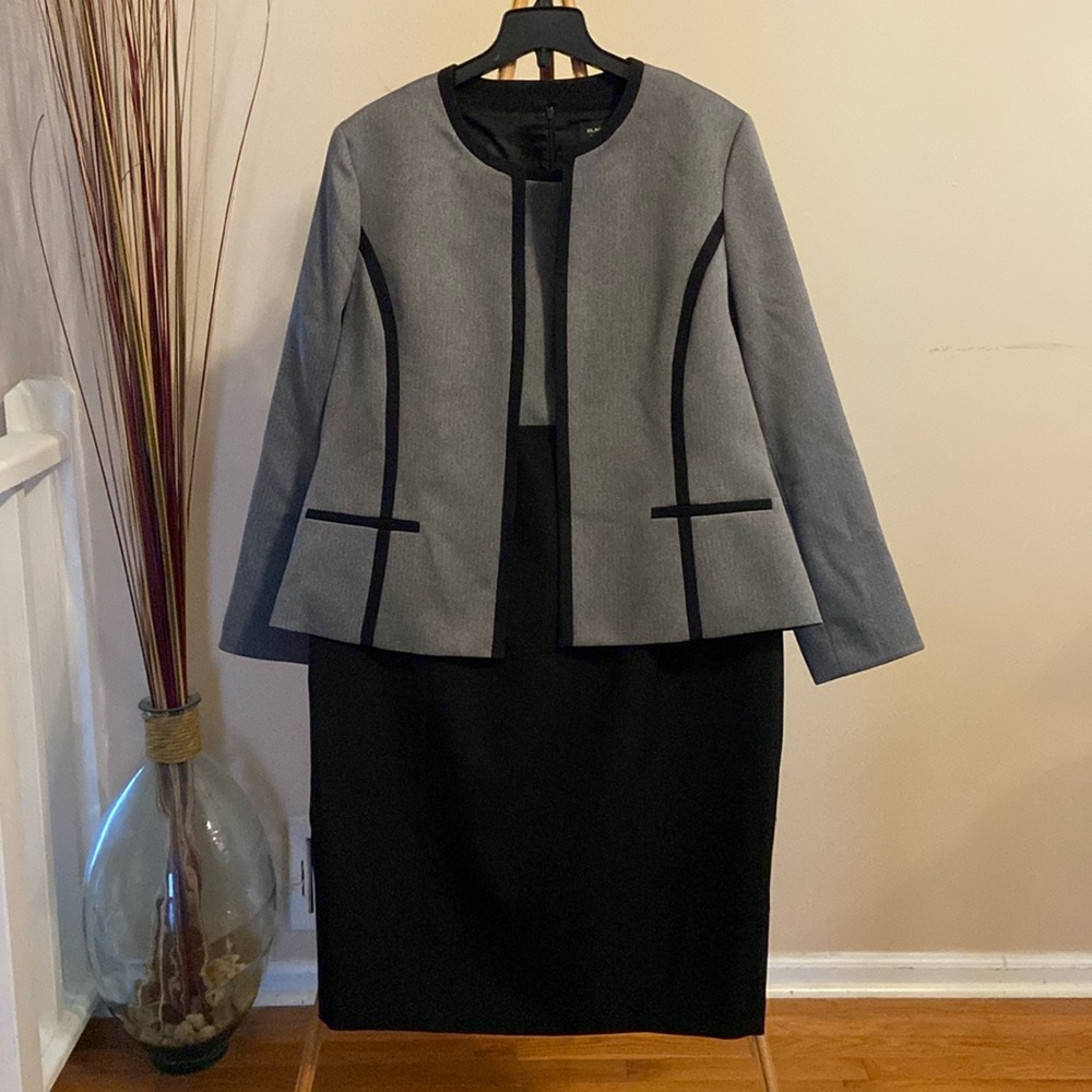 Evan Picone size 18 Black and Gray sheath dress with Jacket